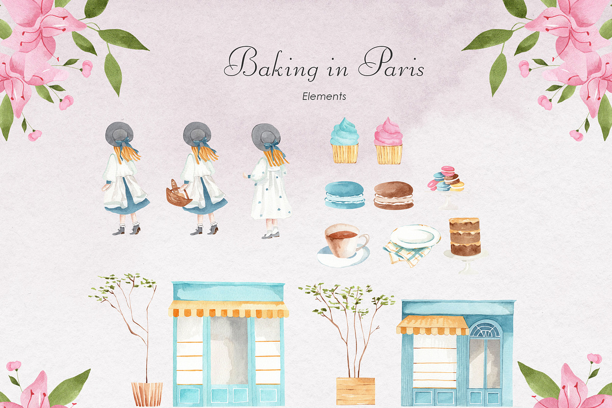 Baking in Paris Watercolor Clipart, a Food Illustration by natalisart (Photo 15 of 16)