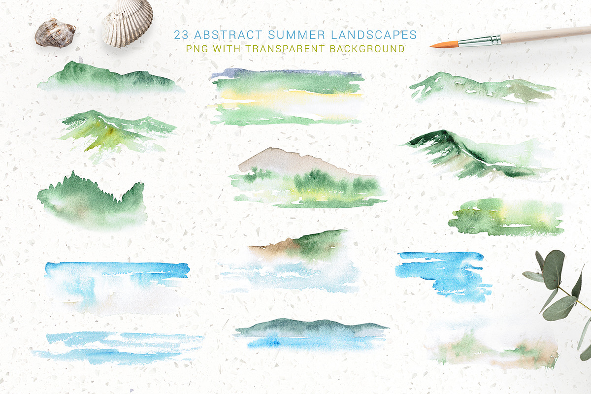 Watercolor abstract landscape bundle, a Seasonal Illustration by LeriaArt watercolor (Photo 19 of 23)