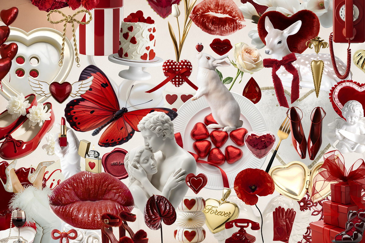 Velvet Hearts: Collage Pack, an Object Graphic by TiriCo (Photo 5 of 10)