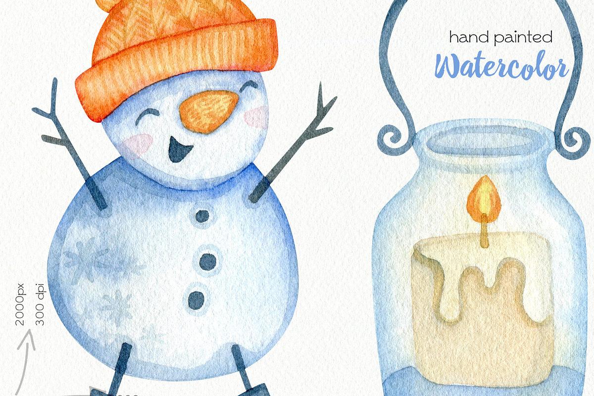 Watercolor Christmas Bulls Clipart, a Decorative Illustration by OllyKo Art (Photo 5 of 8)