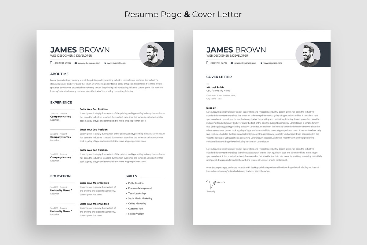 Clean Resume/CV, a Resume Template by Aspect_Studio (Photo 2 of 4)