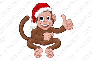 Christmas Monkey Cartoon Character, an Illustration by Christos Georghiou