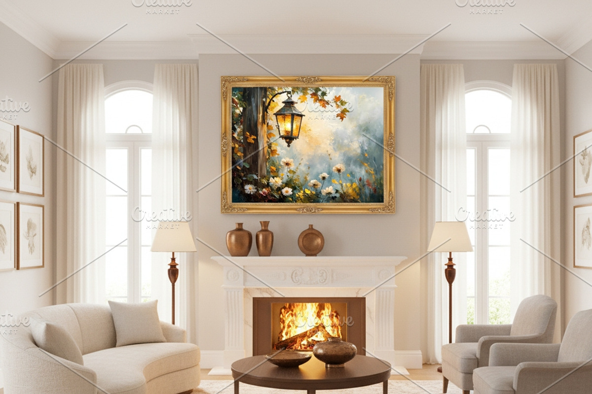 Autumn Lantern Oil Painting, a Background Graphic by Floraphoria (Photo 7 of 15)