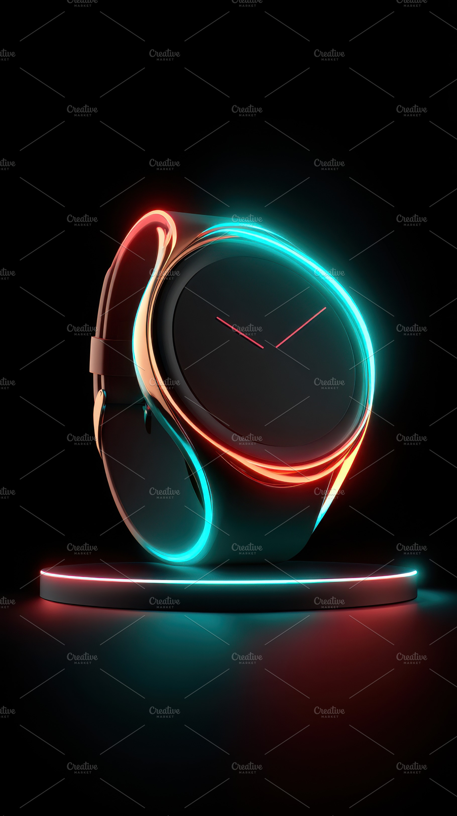 Sleek wristwatch with neon lights, a Technology Photo by AlyaAnd