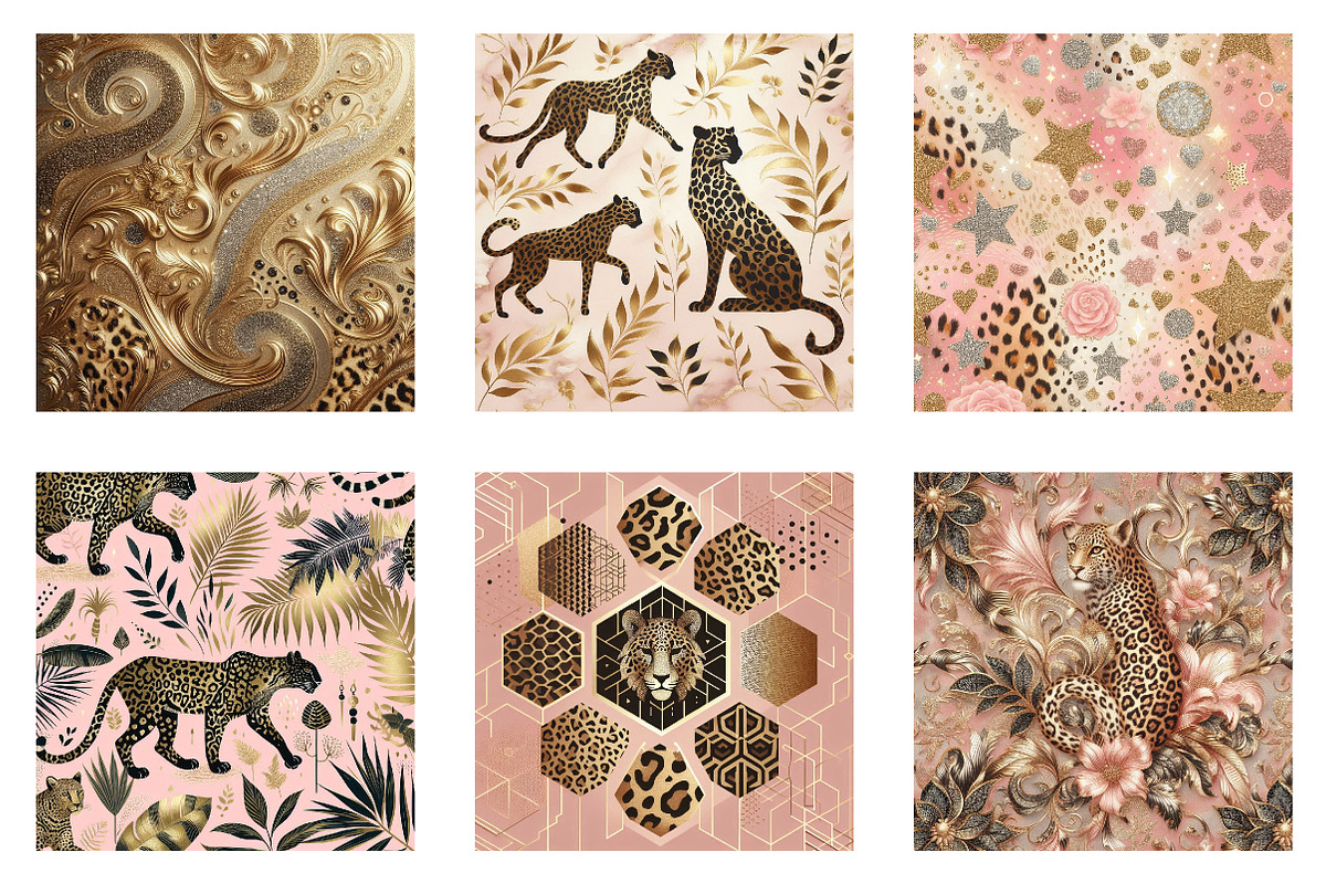 Pink and Gold Leopard Digital Paper, an Illustration by CreationArt (Photo 4 of 5)