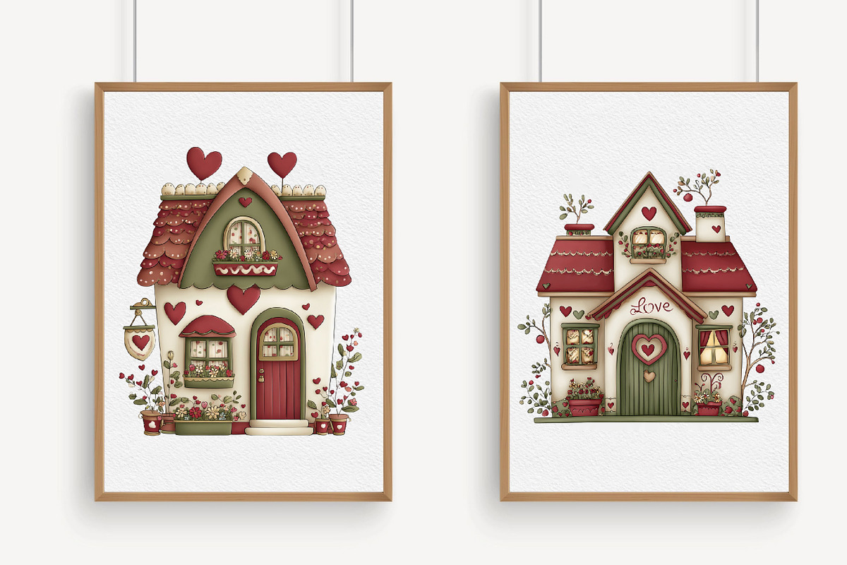 Whimsical Valentine House Clipart, an Illustration by Libby Wishes (Photo 5 of 8)