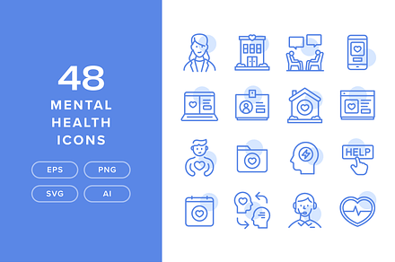 48 Mental Health Icons, a Duotone Icon by Furnace