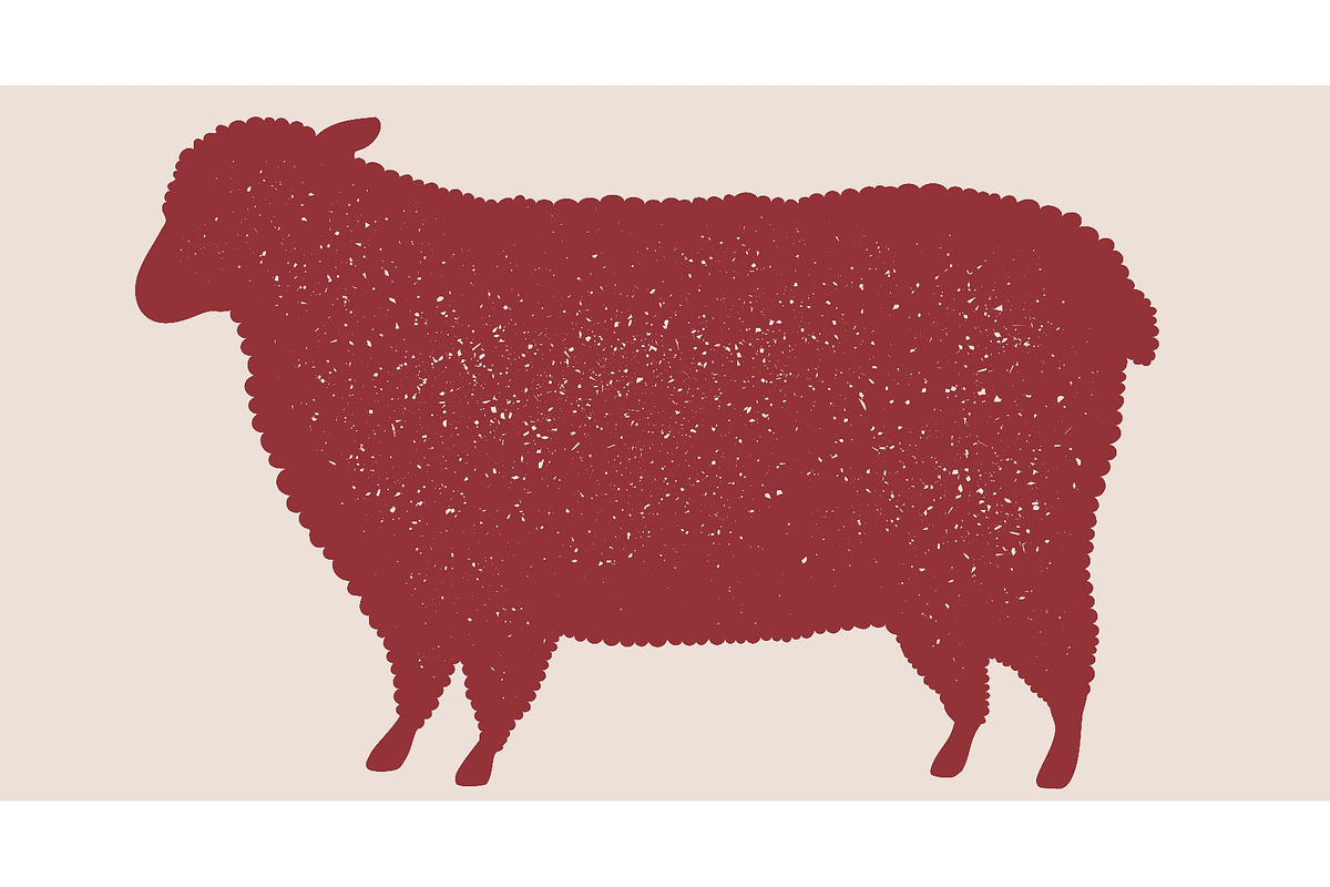 Lamb meat steak, sheep silhouette, a Food Illustration by Foxys Graphic (Photo 1 of 3)