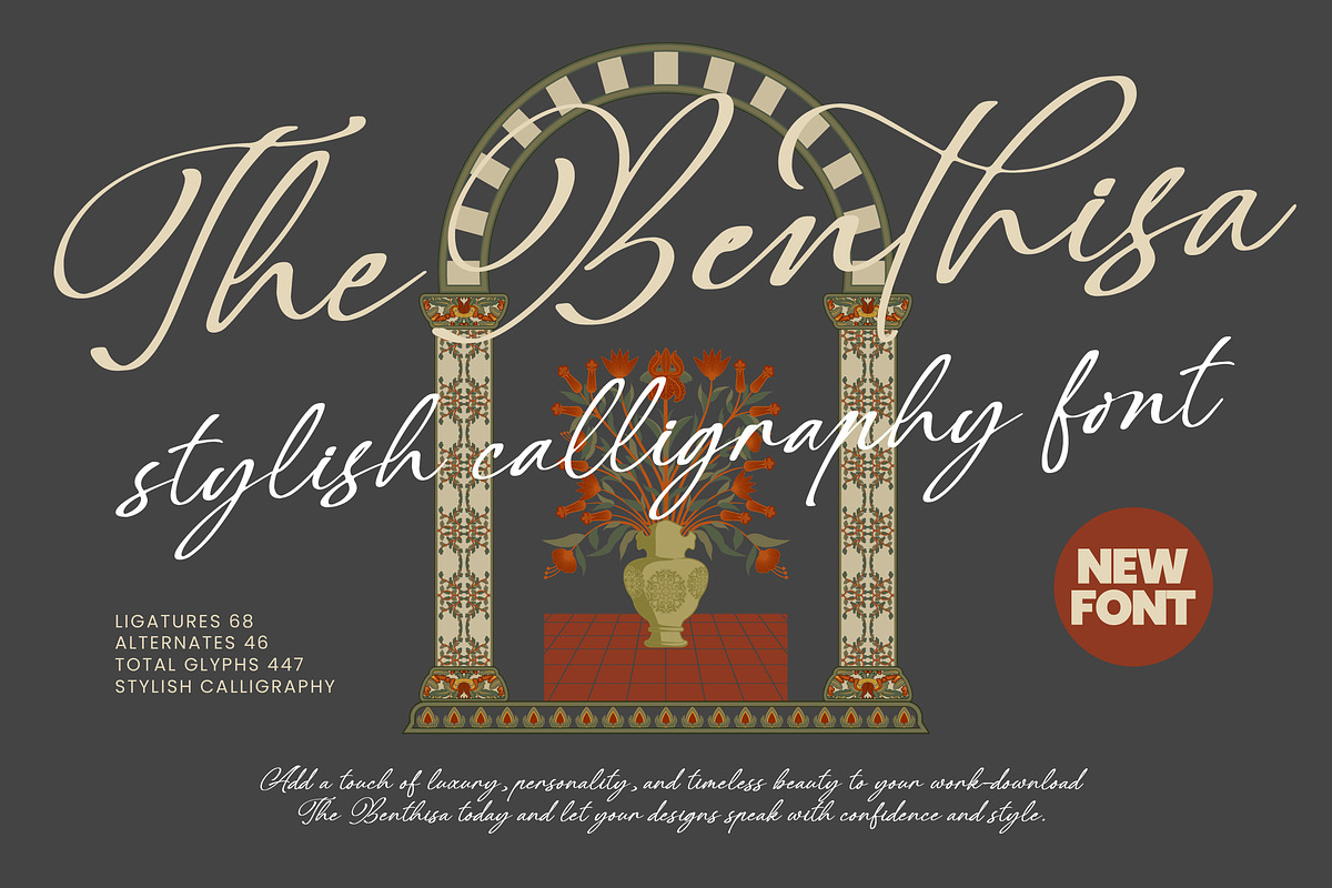 Benthisa Stylish Calligraphy Font, a Script Font by Letterena Studios Script (Photo 1 of 20)