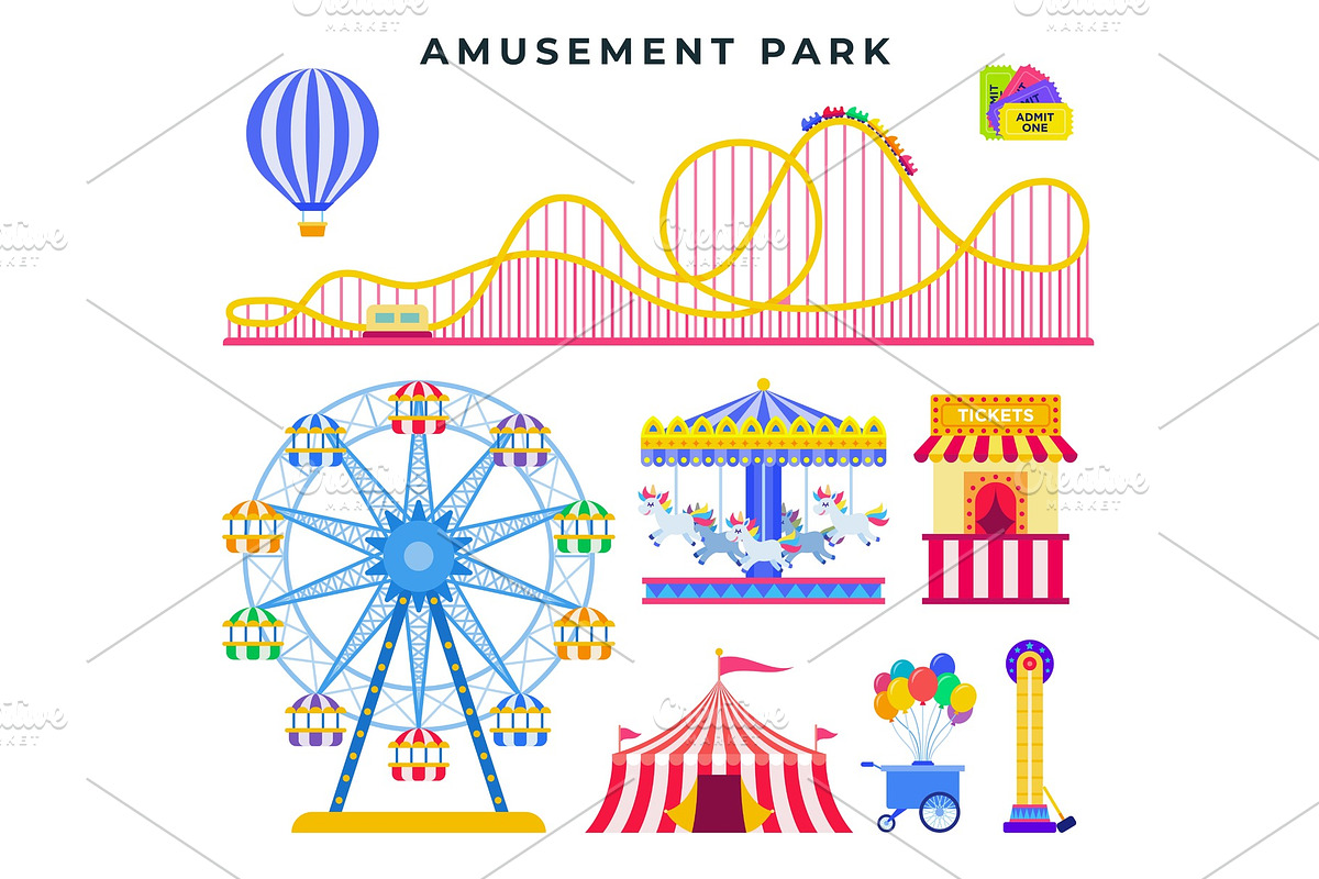 Amusement park flat elements, an Object Graphic by Mountain Brothers