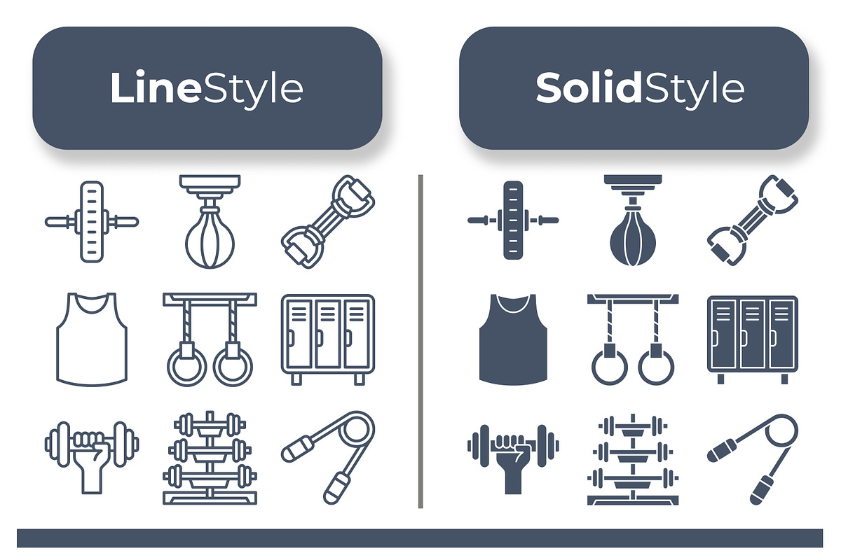 Gym and Fitness Icons, an Outline Icon by Tekuni (Photo 2 of 8)
