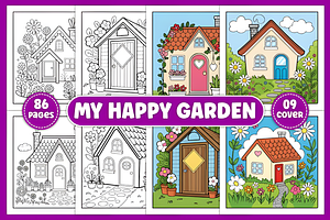 My Happy Garden Coloring Pages, a Decorative Illustration by Coco Bloom