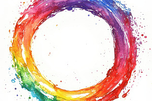 Vibrant Rainbow Watercolor Circle Ab, an Abstract Photo by Pixeness Studio