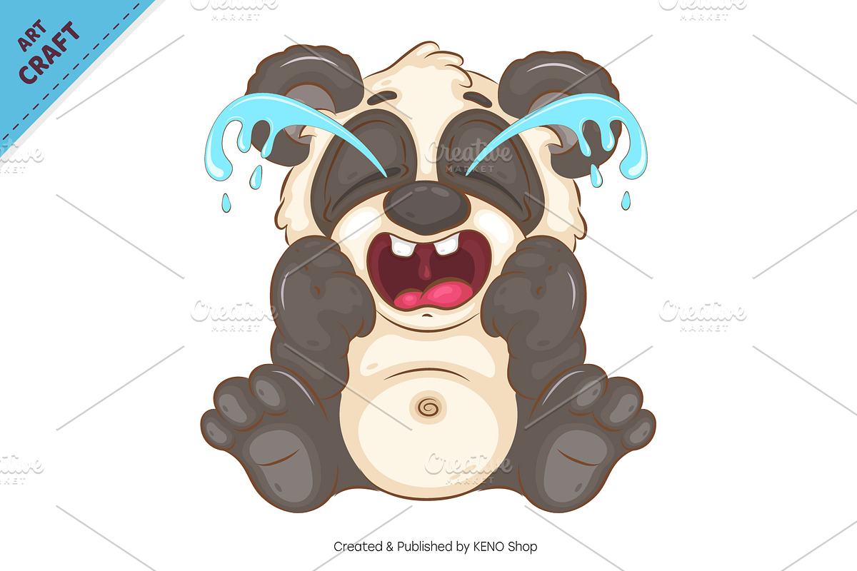 Cartoon Crying Panda. Tshirt., an Animal Illustration by KENO Mascots (Photo 2 of 3)