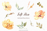 Soft Rose - Watercolor Clipart, an Illustration by MariaScaroniAtelier (Thumbnail 2 of 6)