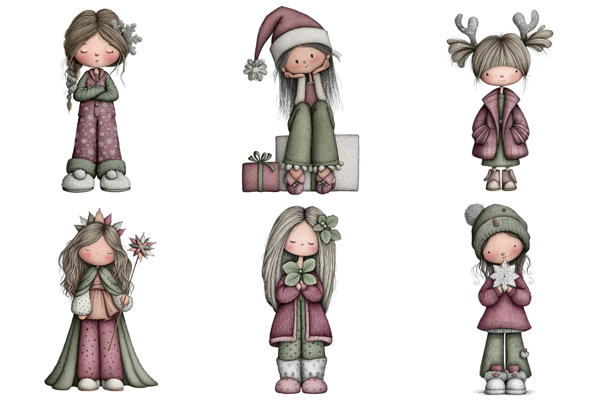 Christmas Little Girl Clipart, an Illustration by Daily.Designs (Photo 3 of 5)