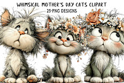 Whimsical Mother's Day Cats Clipart, an Illustration by Daily.Designs (Thumbnail 1 of 6)