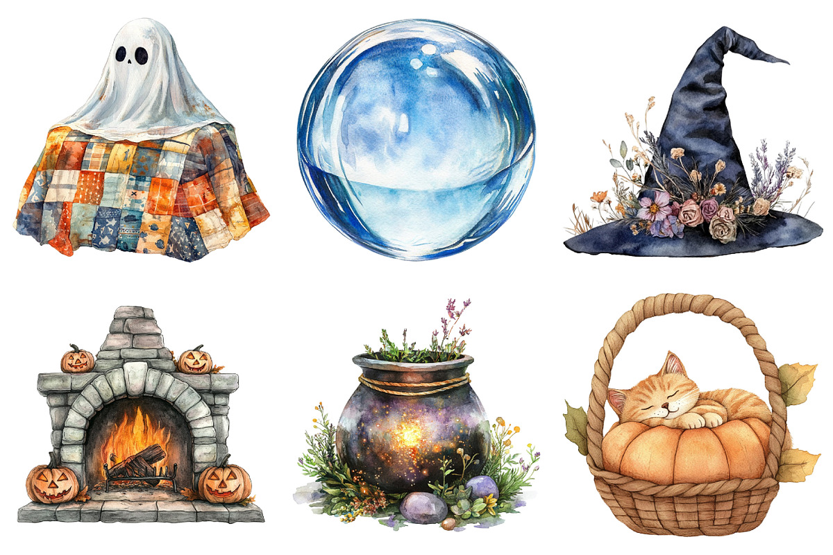 Watercolor Creepy and Cozy Halloween, an Illustration by Daily.Designs (Photo 4 of 4)