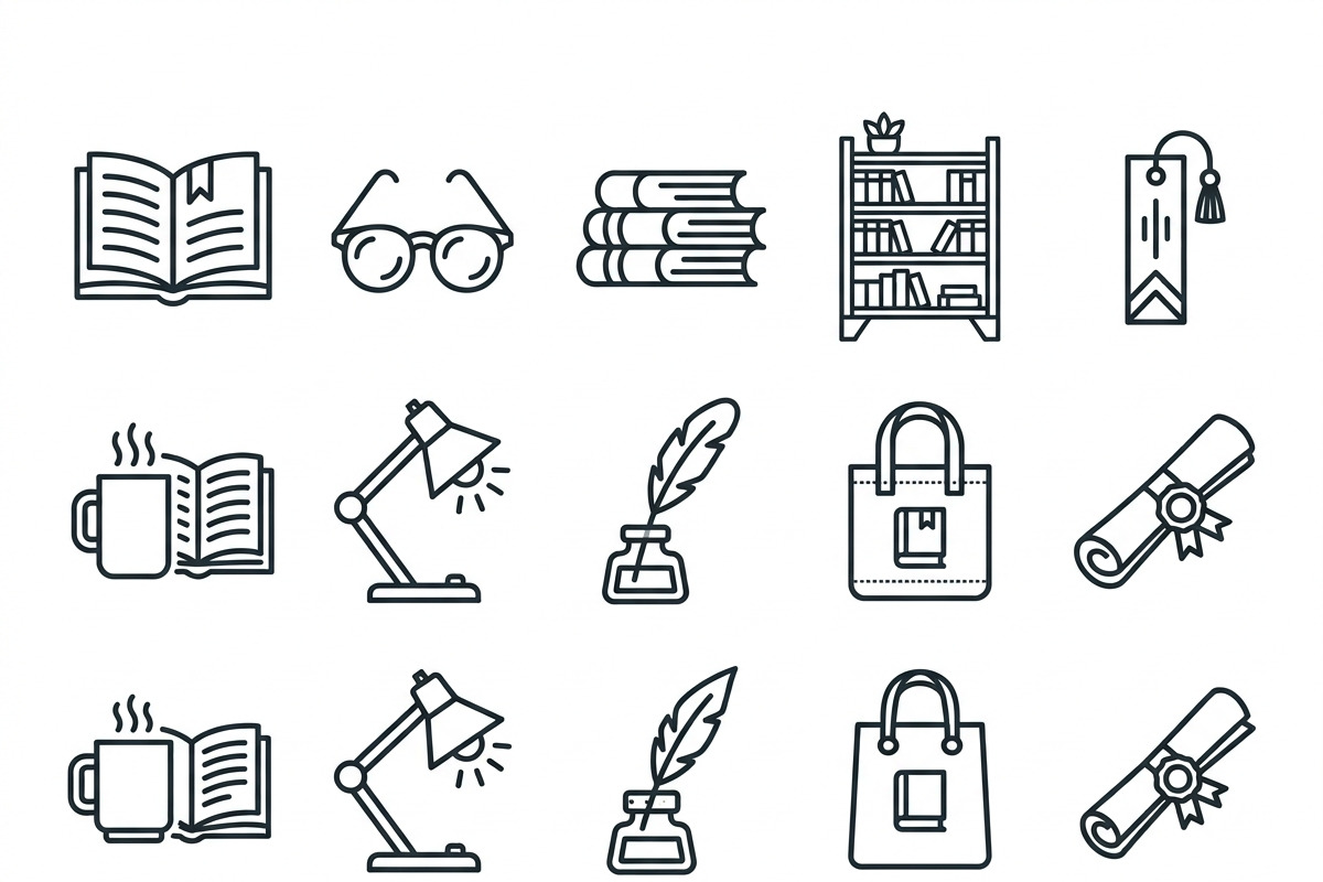 Bundles Bookstore Branding Icons, an Outline Icon by adenpinkstore (Photo 1 of 10)
