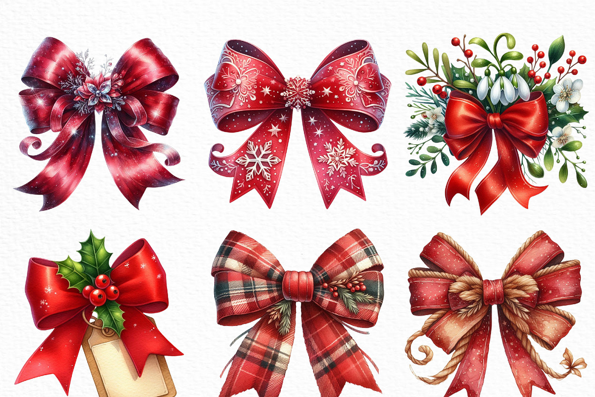 Red Christmas Bow Clipart, an Illustration by Craft Nest (Photo 4 of 6)