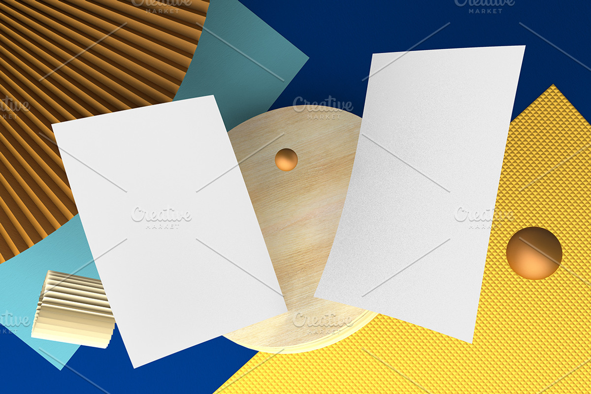 Abstract Flyer Top View Mockup, an Advertising Mockup by Qaleb Studio (Photo 2 of 2)