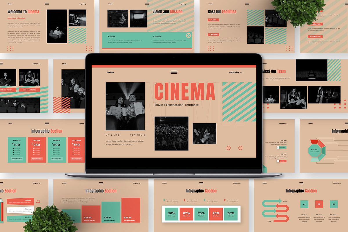 Cinema - Movie Powerpoint, a Presentation Template by Deepslide Studio