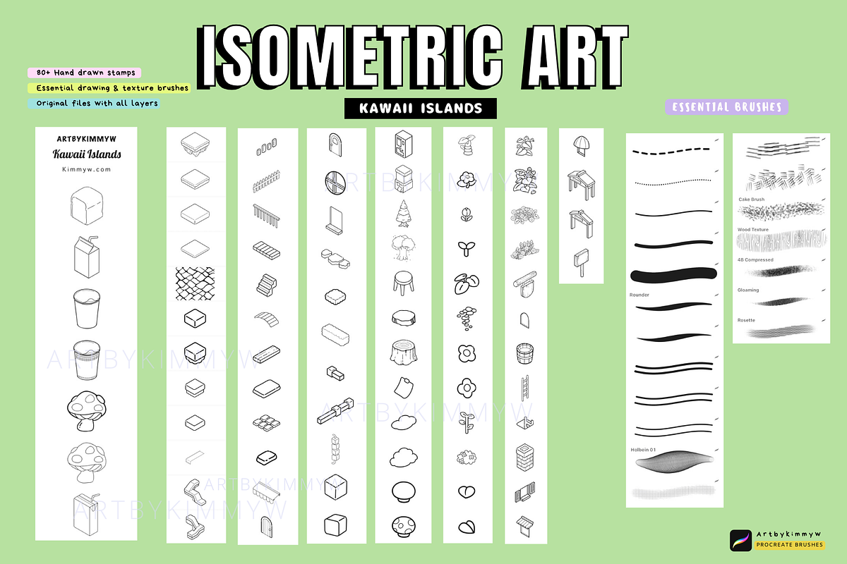 Procreate Isometric Islands Pack, a Brush Add-On by Artbykimmyw (Photo 2 of 10)