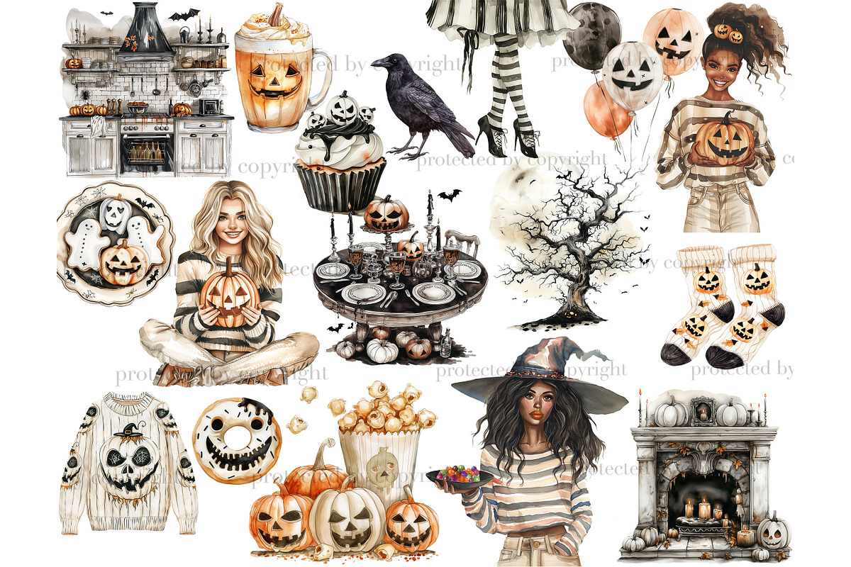 Spooky Season Clipart | Halloween, a Seasonal Illustration by GlamArtZhanna (Photo 4 of 6)