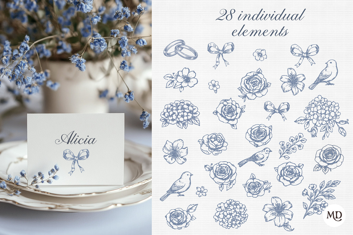 Blue Baroque Chinoiserie Collection, a Decorative Illustration by marie dricot (Photo 6 of 9)