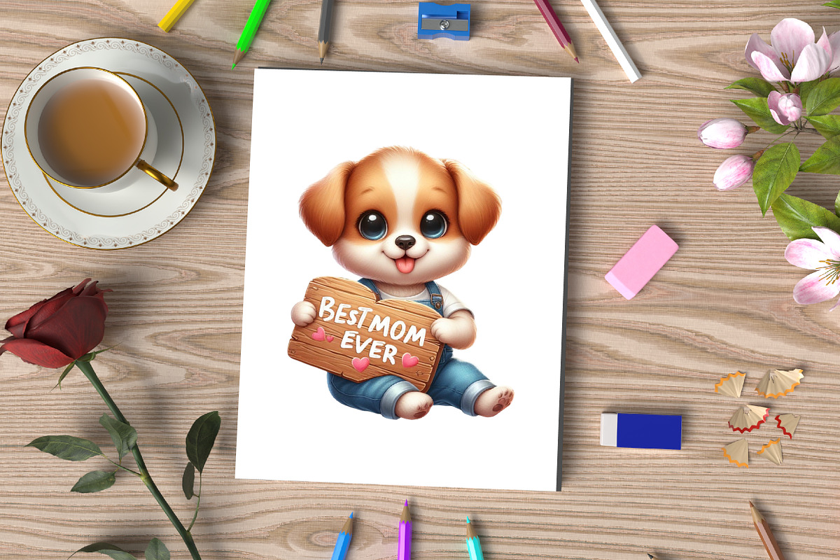 Watercolor Best Mom Ever Dog Clipart, an Illustration by CraftArtStudio (Photo 3 of 5)