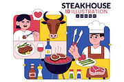 10 Steakhouse Illustration, a Food Illustration by denayunebgt (Thumbnail 1 of 4)