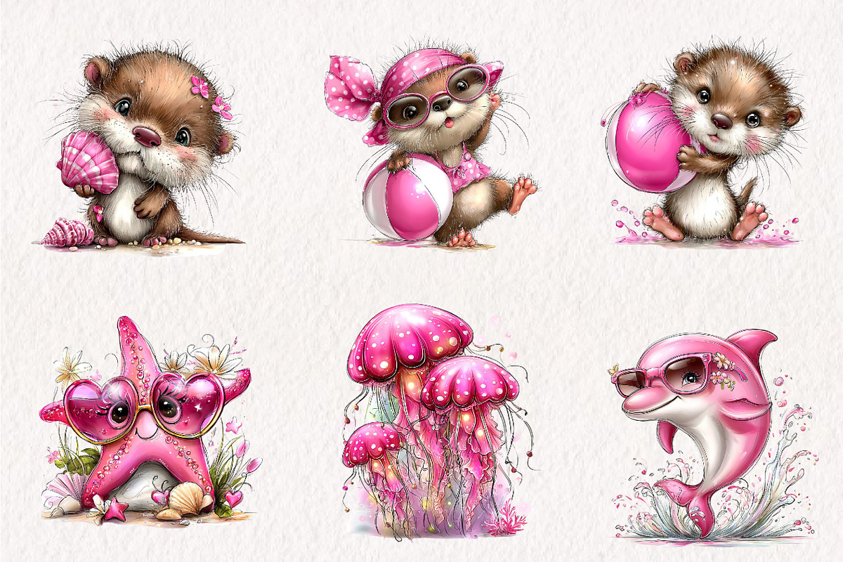 Beach Animals Clipart PNG, an Illustration by CreationArt (Photo 5 of 7)