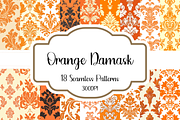 Orange Damask Seamless Patterns, a Pattern Graphic by PrintablesByFranklyn (Thumbnail 1 of 4)