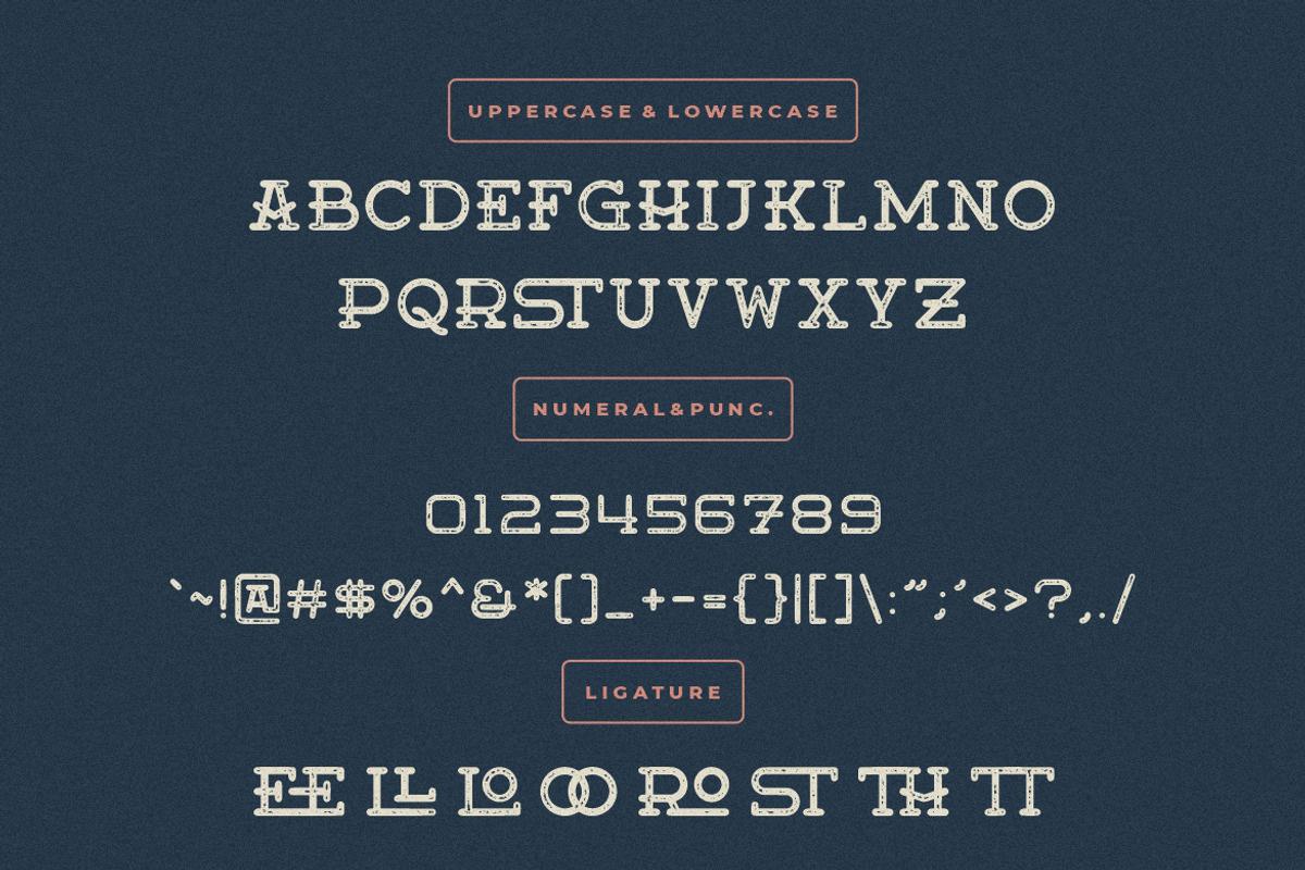Moanster Vintage Stamp, a Serif Font by Creatype Studio (Photo 9 of 9)
