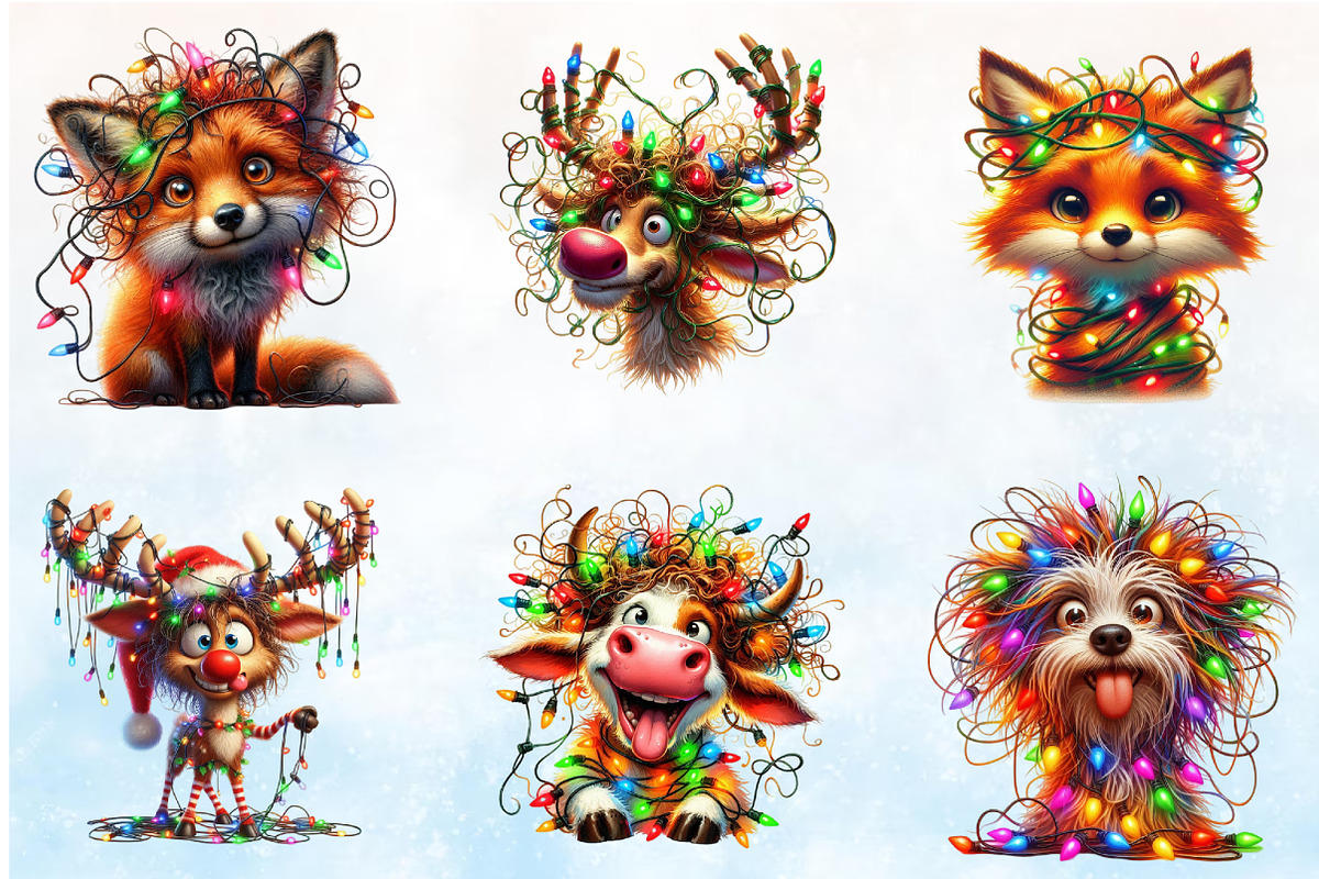Christmas Crazy Funny Animal Clipart, a Seasonal Illustration by Rose Art (Photo 3 of 5)
