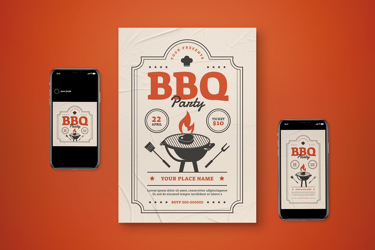 BBQ Flyer Set, a Flyer Template by graphicook | Creative Market