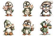 Cute Penguins Valentine Clipart, an Illustration by CraftArtStudio (Thumbnail 3 of 6)