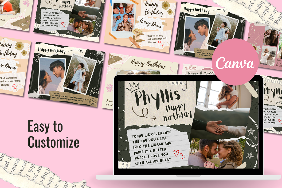 5 Happy Birthday Scrapbook Templates, a Templates & Theme by TemplateCastleStore (Photo 8 of 9)