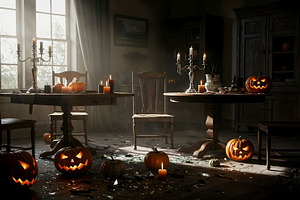 An abandoned Hallowen room decorate, a Holiday Photo by Volff