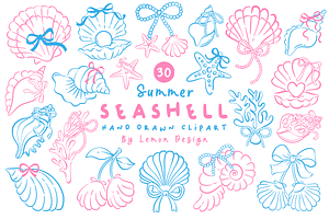 Summer Seashell PNG Line Art, a Seasonal Illustration by LemonDesign