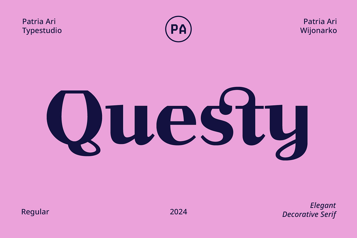 Questy Elegant Decorative Serif, a Serif Font by Patria Ari (P4tcreativa) (Photo 1 of 9)
