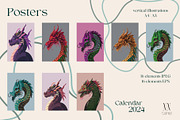 Dragon Calendar Templates 2024, a Print Template by NNclipart (Thumbnail 10 of 15)