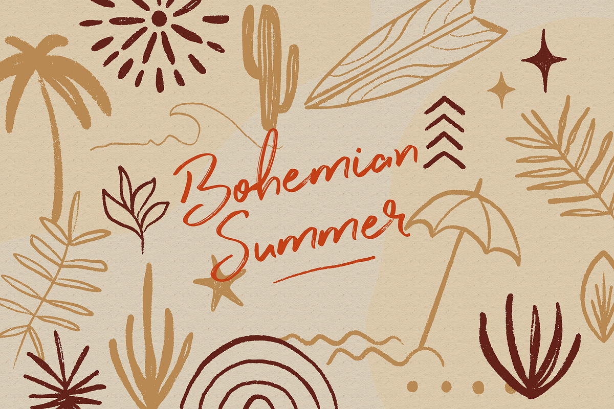 Bohemian Summer Illustrations, a Texture Illustration by amber&ink (Photo 1 of 8)
