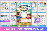 Quarter-Hour Clock Puzzles, a Stationery Template by Designmela01 (Thumbnail 1 of 6)
