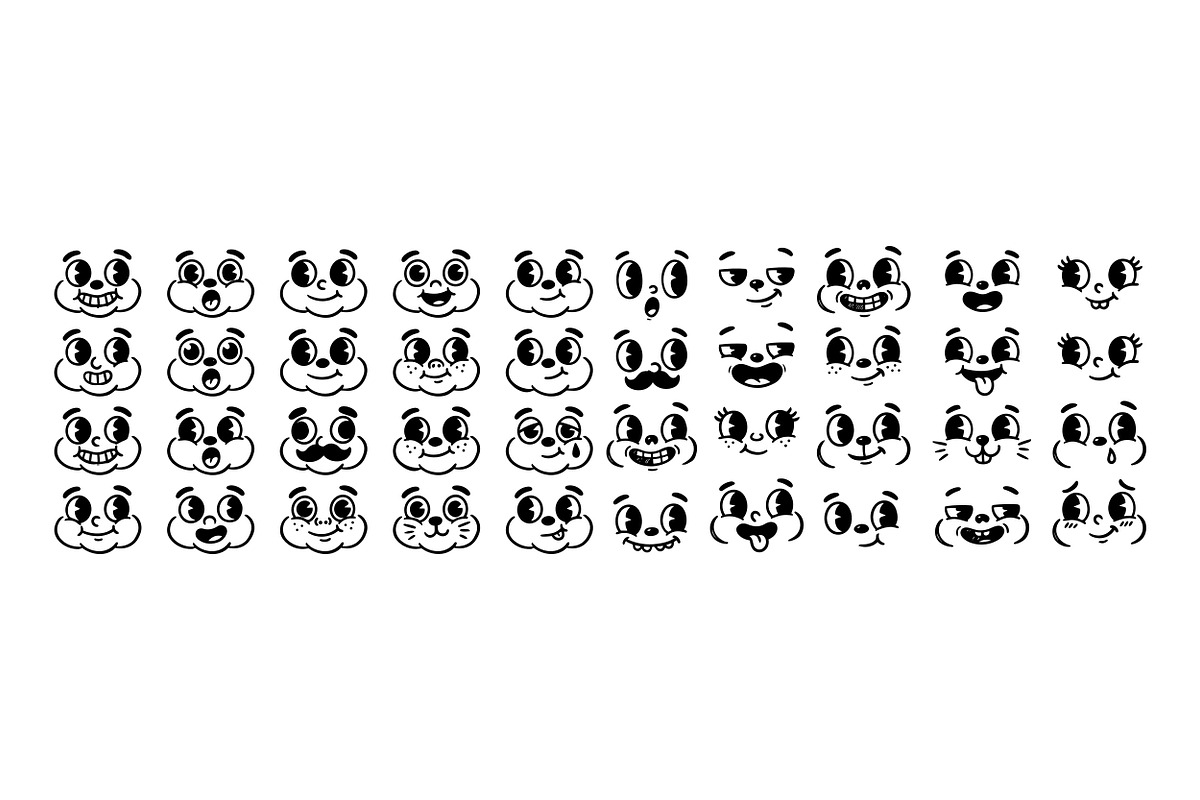 Cute Cartoon Face Expression Set, an Illustration by designvectx (Photo 2 of 3)