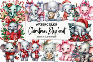 Chirstmas Elephant Clipart Sublimati, an Illustration by DreamArtGraphic