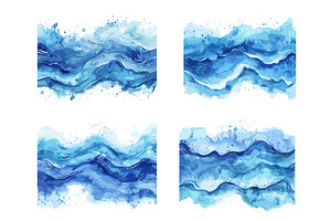 Watercolor waves pattern, sea wave, an Illustration by Stock-Smart-Start