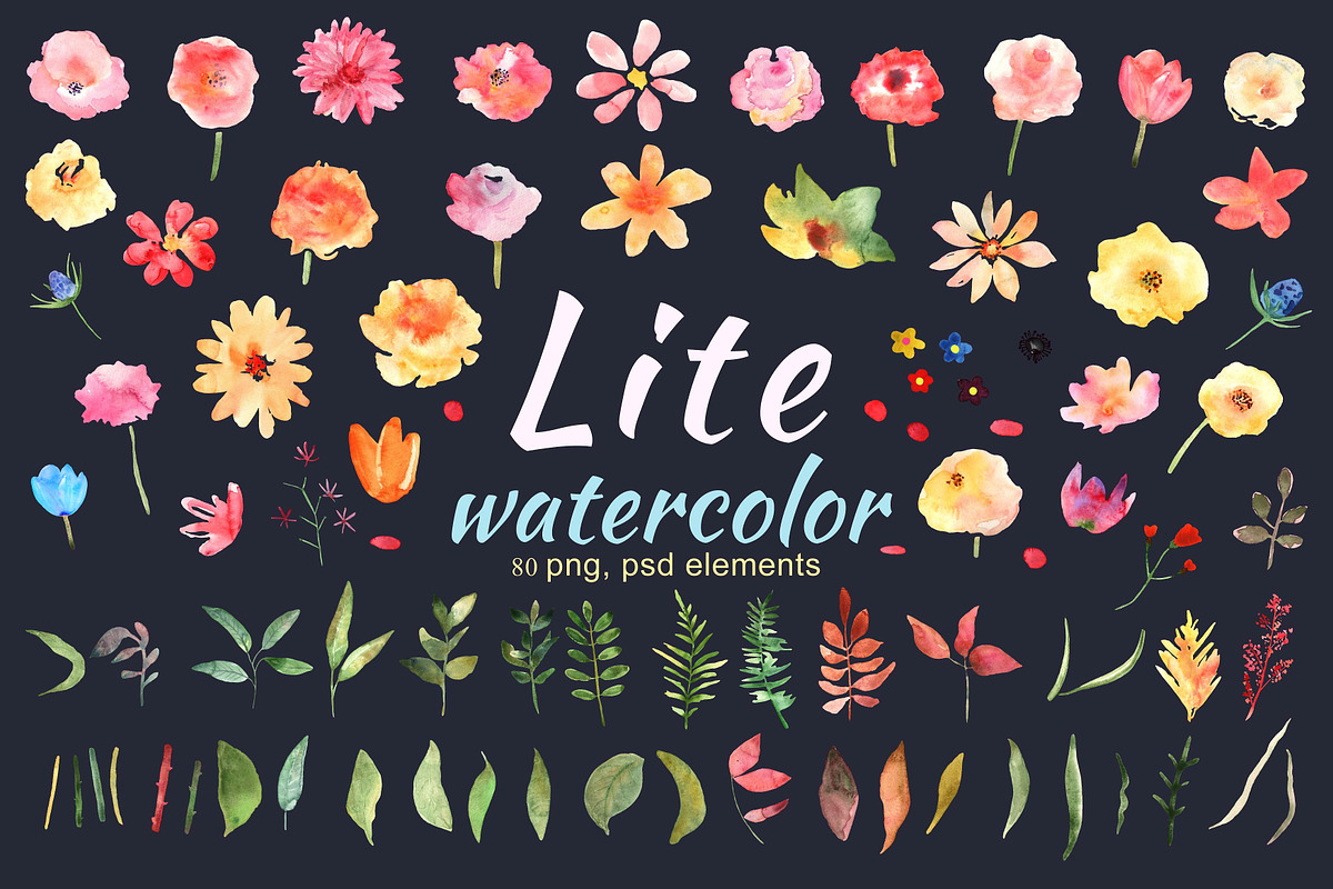 Watercolor lite flowers. EPS 10, a Background Graphic by Julycolor (Photo 10 of 11)