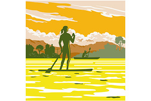 Stand Up Paddle in Bay of Kotor WPA, an Illustration by patrimonio