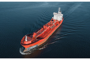 Oil tanker floating in the sea